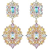 Flyonce Women's Rhinestone Crystal Art Deco Vintage Style Gatsby Clip-on Dangle Chandelier Earrings