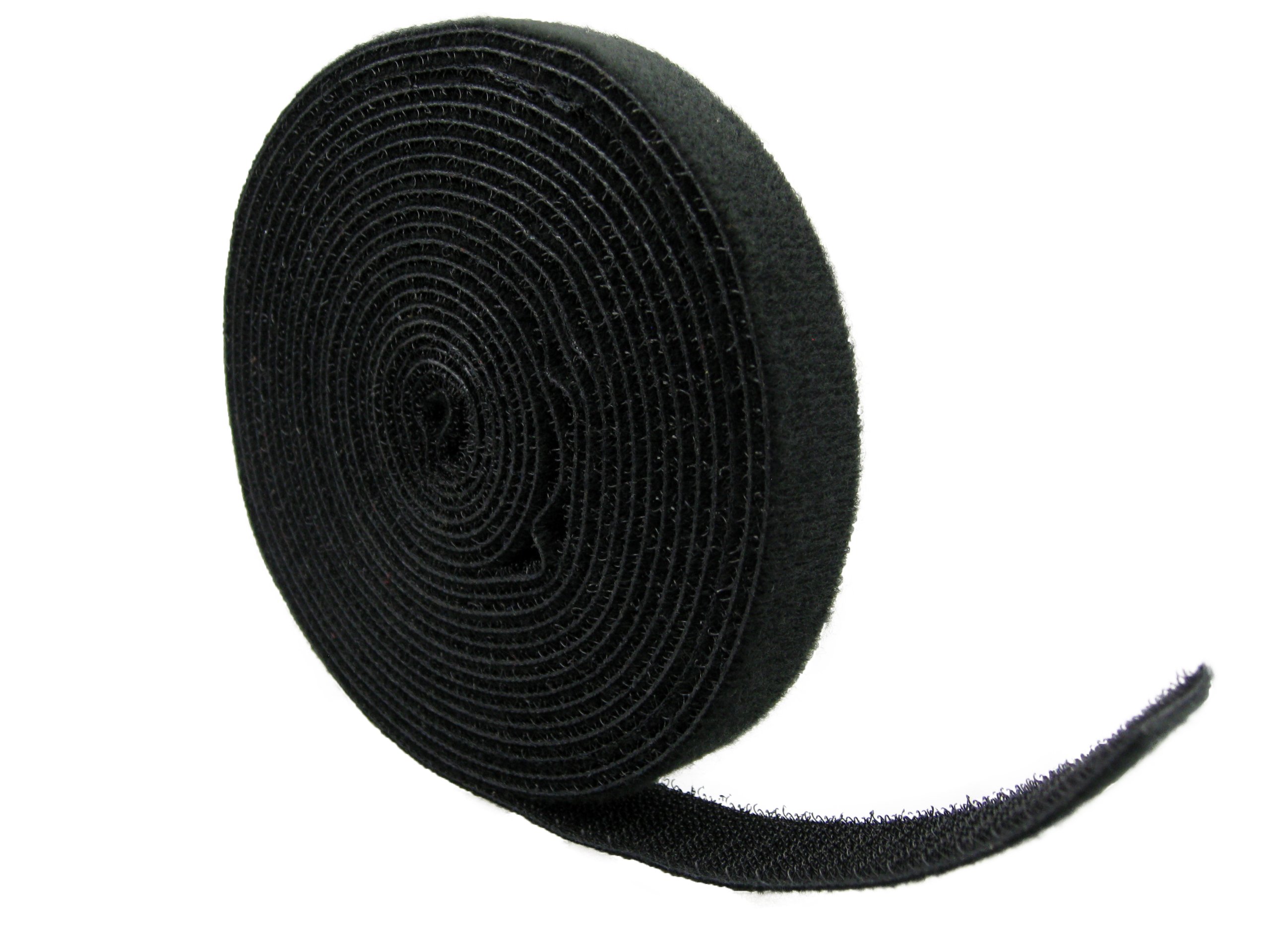 QualGear Reusable Self Gripping Cable Tie Roll, Black