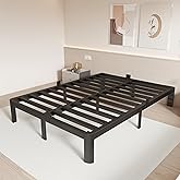HQU Full Size Bed Frame 12 Inch, Metal Full Bed Frame No Box Spring Needed, Heavy Duty Steel Support 3500 LBS, Headboard Holes, Anti-Slip Mattress Stoppers, Rounded Legs, Storage Space, Easy Assembly