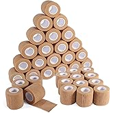 36 Rolls Elastic Self Adhesive Bandage Wrap 2 Inch, Breathable Non Woven Cohesive Bandage, Vet Wrap for Dogs, Ankle Sprains Swelling Medical First Aid Tape, Sports Athletic Tape Brown