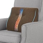 baibu Lumbar Support Pillow for Recliner, Large Memory Foam Dual-Layer Patent Design Back Support Cushion for Sofa & Gaming Chair, Ergonomic Lumbar Pillow with Machine Washable Cover, Brown
