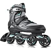 2PM SPORTS Inline Skates Women Men Youth Roller Skates Blades Adjustable | Reinforced aluminum frame; hard high cuff; triple closure; lateral support; 4-size adjustable; smooth indoor &amp; outdoor ride