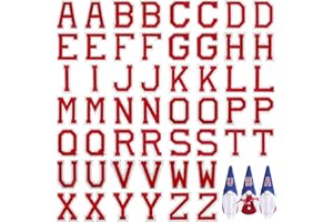Jongdari Iron on Letters, 52 Pcs Alphabet Patches with Ironed Adhesive, Decorate Repair Patches for Shirts Jackets Hats Jeans Shoes Bags(Red)