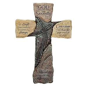 Dicksons God Grant Me The Serenity Prayer Slate 10 Inch Resin Hanging Wall Cross