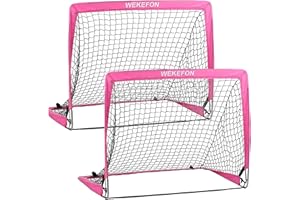 WEKEFON Soccer Goal Kids Soccer Net for Backyard Set of 2 - Size 2.9'x2.4' Portable Pop Up Practice Mini Soccer Goals with Carry Case - Lightweight and Foldable - Ideal Soccer Net for Kids Age 1-8