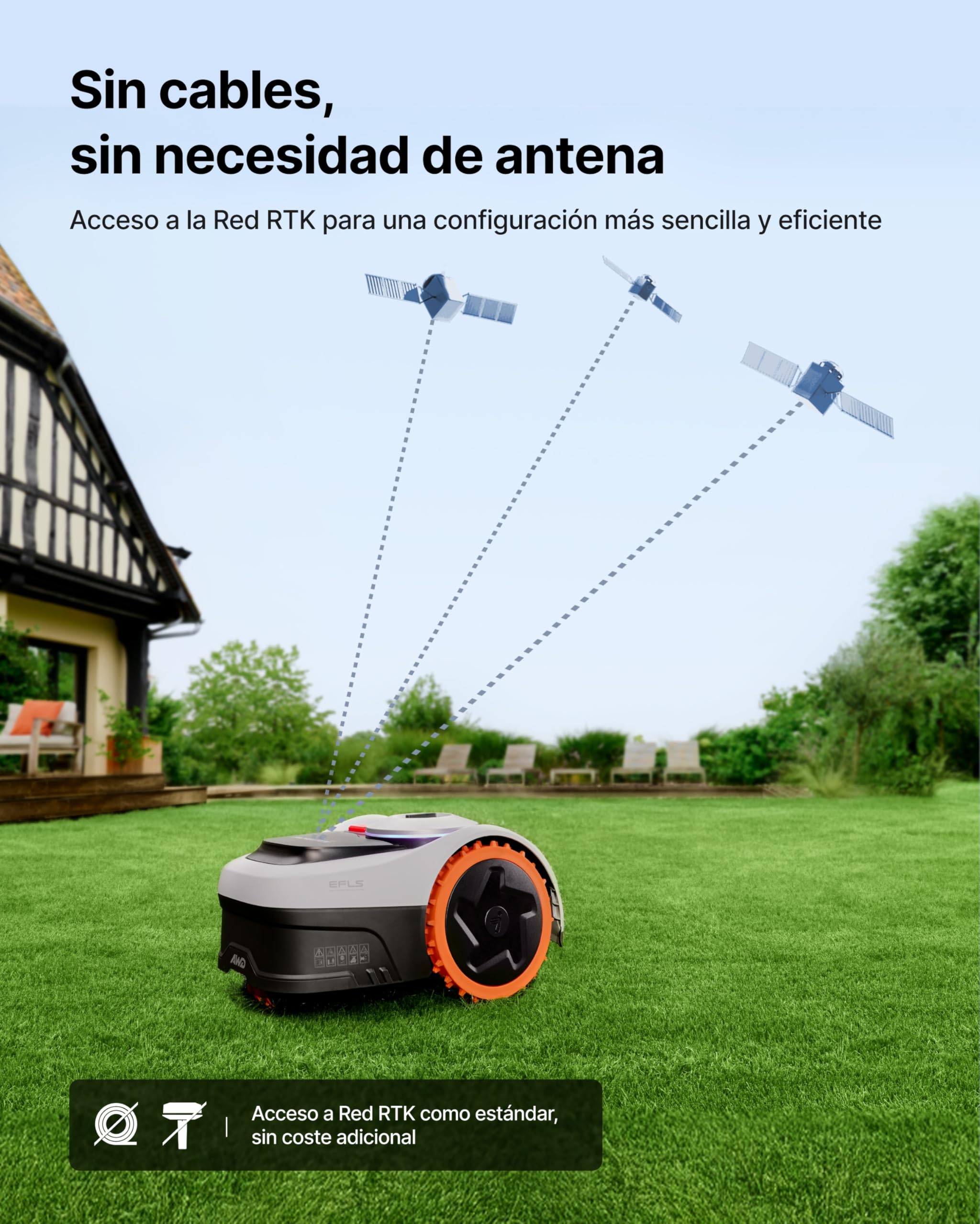 Contents of the Segway Navimow i205 AWD box, including the mower, charging station, power adapter, installation kit, GNSS antenna, spare blades, and user manuals.