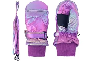 F Flammi Toddler Kids Snow Mittens with String Waterproof Ski Mittens Thinsulate Winter Gloves for Baby Girls Boys