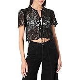 The Drop Womens Doca Lace Tie Front Top with Scallop Detail