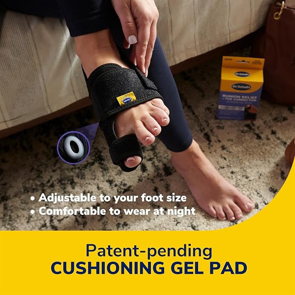 DR. SCHOLL’S BUNION RELIEF & TOE CORRECTOR // MASSAGING GEL BUNION SPLINT & BIG TOE STRAIGHTENER – ORTHOPEDIC BUNION CORRECTOR FOR WOMEN & MEN – BUNION PADS FOR BUNION PAIN RELIEF, 1 SUPPORT SET (LEFT & RIGHT)