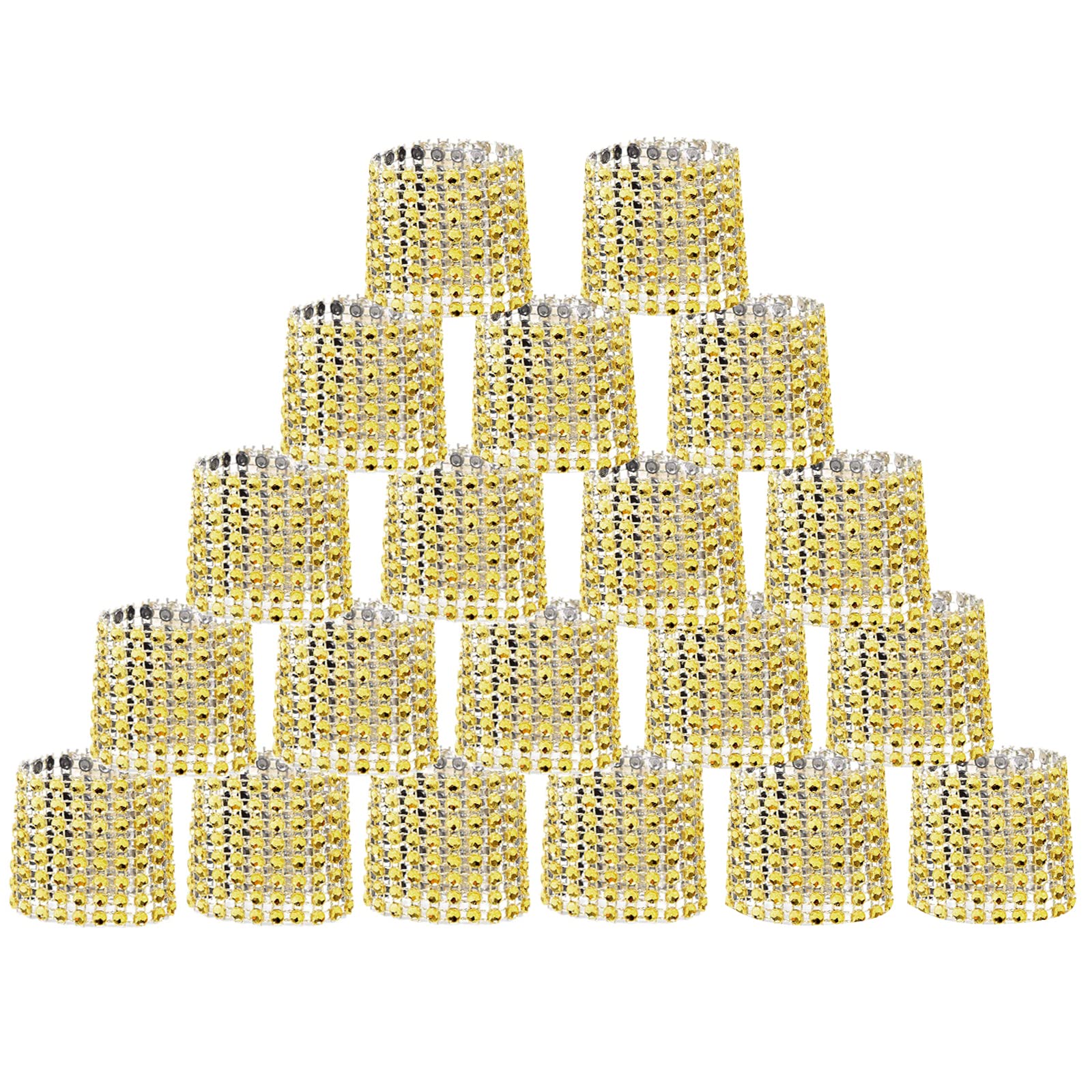 Bling Rhinestone Napkin Rings 20PCS Napkin Holder for Dining Wedding Birthday Christmas Napkin Rings (Gold)