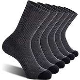 CS CELERSPORT Men's Cotton Crew Socks Breathable Full Cushioned Athletic Boot Socks for Work Hiking Outdoor 6 Pack