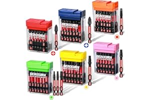 Geinxurn 90 Pieces Impact Screwdriver Bits Set with Colorful Boxes, 2" Magnetic (PH2,PZ2,SQ2,T10,T15, T20,T25,T30) S2 Steel Multi Driver Bits