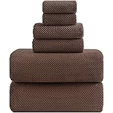 YTYC Towels, 39x78 Inch Oversized Bath Sheets for Adults Luxury Extra Large Bath Towels Sets of 6 Super Soft Shower Towels for Bathroom Microfiber 80% Polyester (Brown,6 Piece)