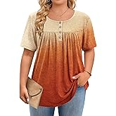 IN'VOLAND Plus Size Tops for Women Short Sleeve Shirts Dressy Casual Tunics to Wear with Leggings Beach Vacation Clothes