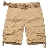 KOCTHOMY Mens Cargo Shorts Cotton Relaxed Fit Zipper Pocket Camo Casual Work Shorts with 9 Pockets No Belt
