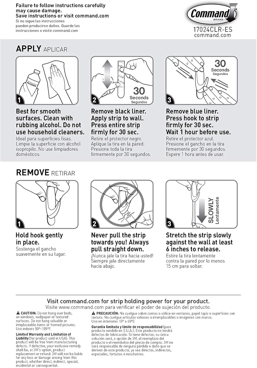 Command Clear Replacement Strips, Small, Re-Hang Indoor Clear Hooks (17022CLR-16ES) - - 