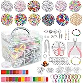Lacabin 4655PCS Beads Kit for Jewelry Making, DIY Bracelet & Necklace Craft Set with Colorful Pony Beads, Charms & Accessories