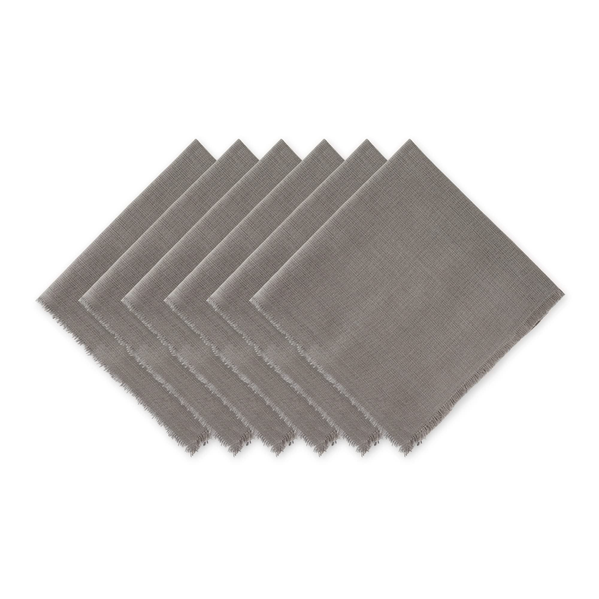 DII Fringed Solid Tabletop, Cotton, Gray, 20" x 20" (Set of 6)