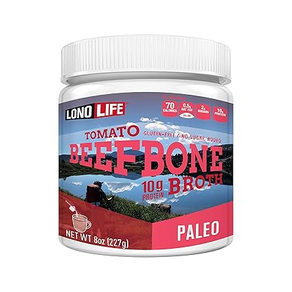 Amazon Com Lonolife Grass Fed Tomato Beef Bone Broth Powder With 10g Protein Paleo And Keto Friendly 8 Ounce Bulk Container Grocery Gourmet Food