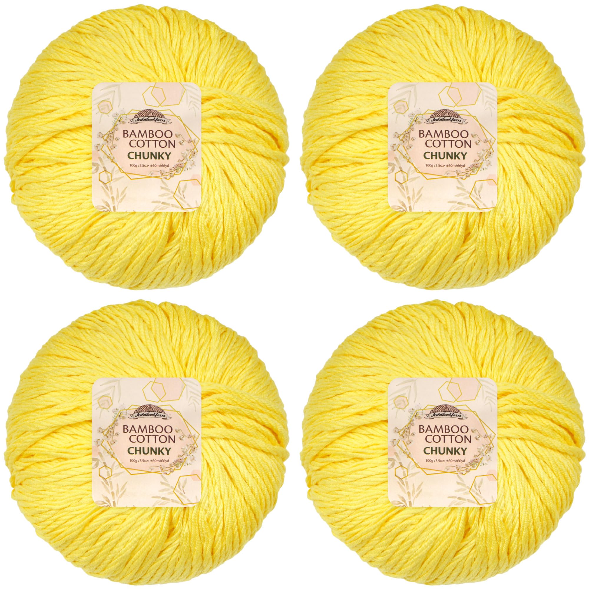 JubileeYarn Bamboo Cotton Chunky Yarn - 100g/Ball - Yellow Brick Road - 4 Balls