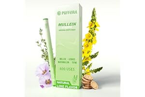 PUFFORA Herbal Diffuser Pen, Supports Lung Rest & Wellness, Breathing and Oral Air Freshening, Plant Based-Mullein, Licorice Root, Marshmallow Root, Thyme Leaf, Mint Oil, Natural Alternative - 600 Uses