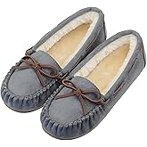 Vonair Women's Moccasin Slippers Micro Suede Warm Faux Fur Pile Lined Lace-Up Cozy Bow Indoor & Outdoor Moccasins Slip On Loafers Shoes for Women