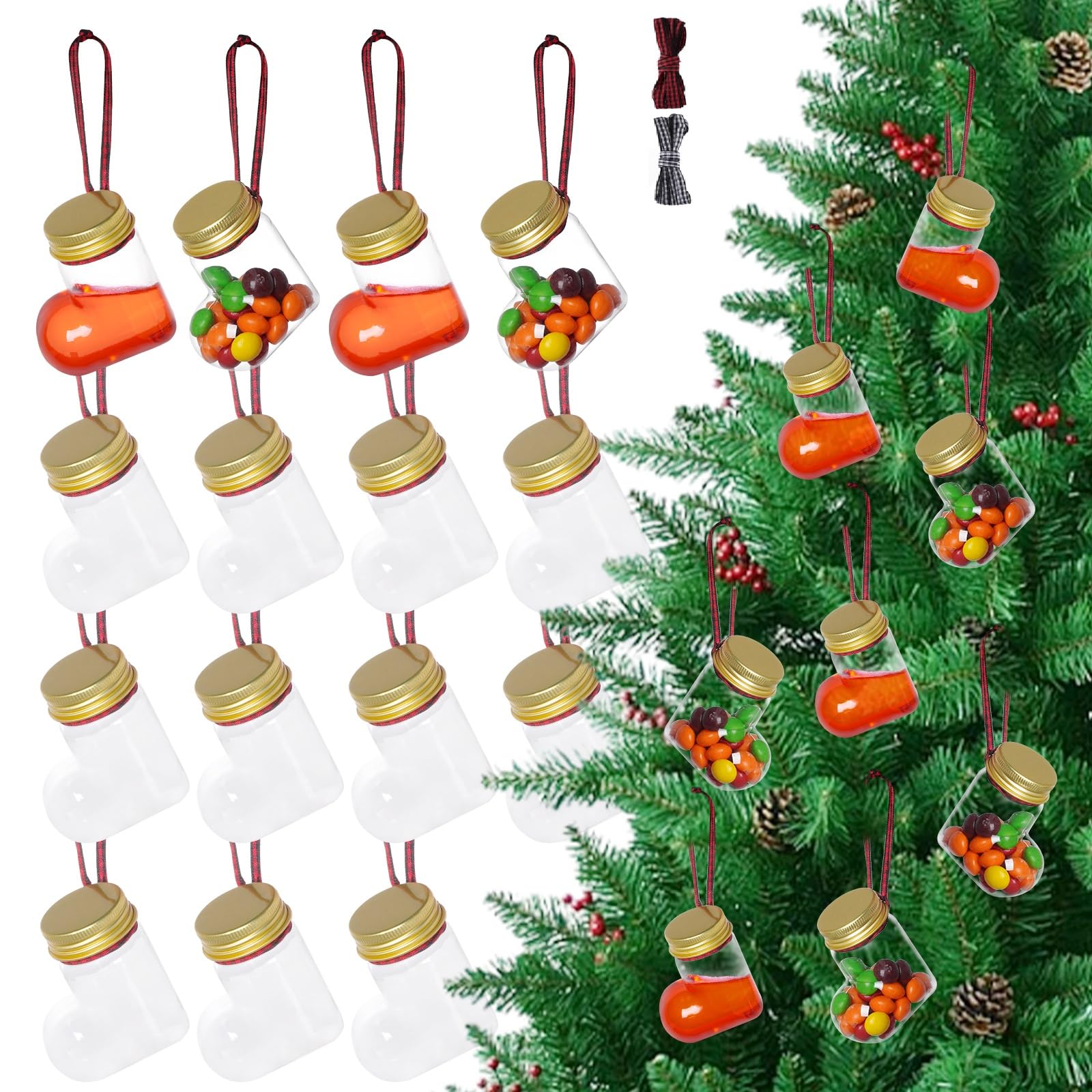 Photo 1 of 12 Pcs Booze Balls Drink Balls Fillable Clear Ornaments with Screw Top and Ribbons for Christmas Tree Party