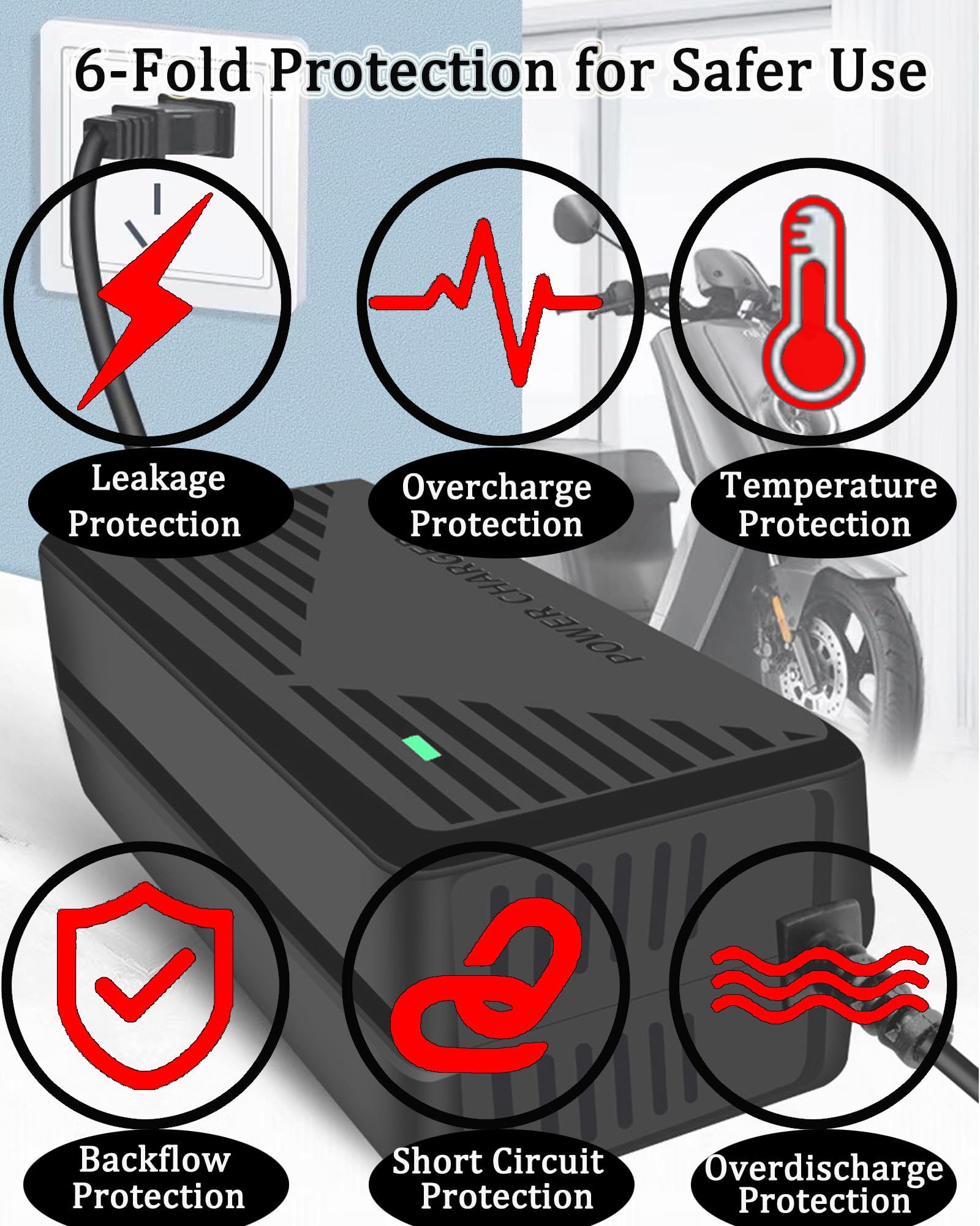 42V 2A Electric Scooter Fast Charger(4 Plugs) for Jetson, Razor, Swagtron, Bird, Gotrax, Segway for 36V Pocket Mod, Lithium Battery Universal Replacement Charger