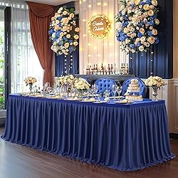 Partisky Navy Blue Polyester Table Skirt for
