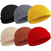 SATINIOR 6 Pieces Trawler Beanie Watch Hat Roll up Edge Skullcap Fisherman Beanie Unisex