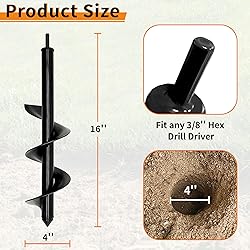 4 x 16 Inch Auger Drill Bit for Planting–Garden