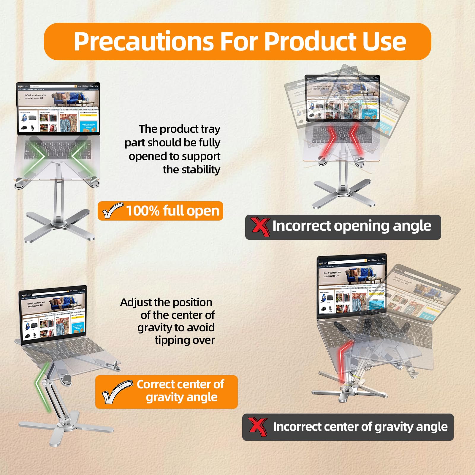 Moallia Laptop Stand with 360 Rotating Base, Computer Notebook Laptop Riser Metal Holder for Desk Collaborative Work, Fully Foldable for Easy Storage, Fits All MacBook, Laptops up to 16 inches - Image 6