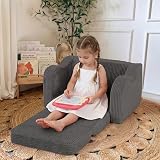 MeMoreCool Corduroy Kids Couch Sofa Folding Toddler Chair Bed Grey view 4