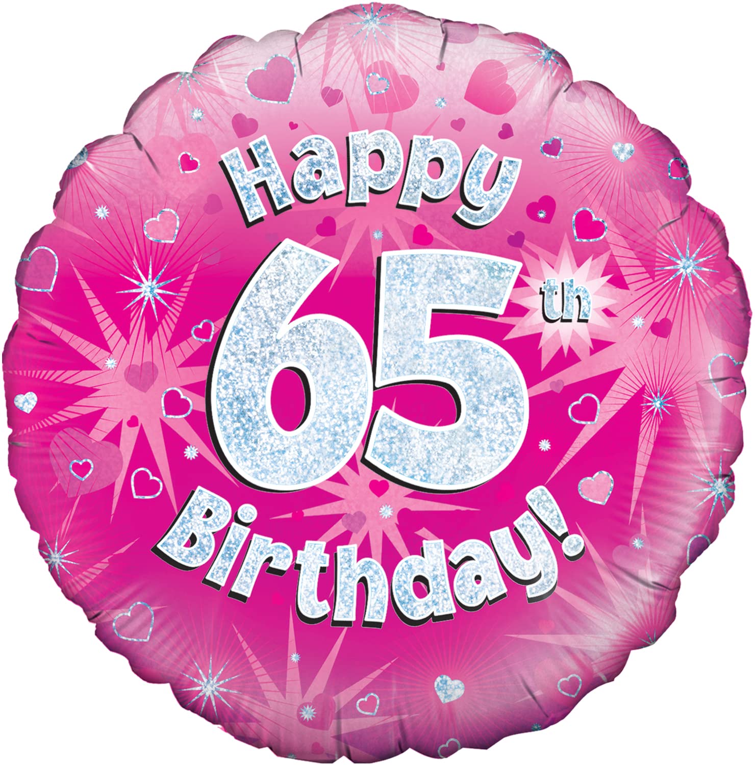 Oaktree 18" Happy 65th Birthday Pink Holographic Balloon