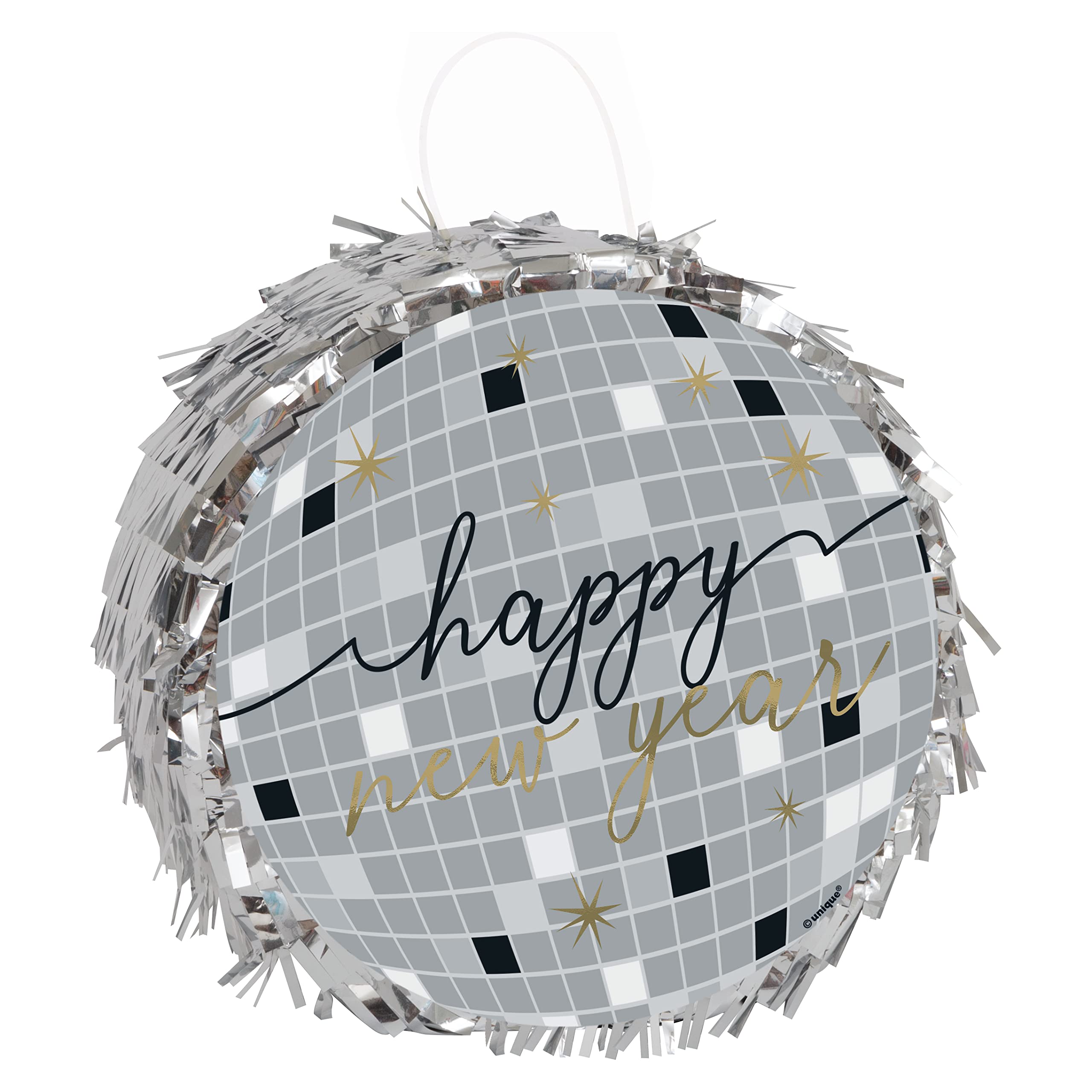 Unique 48006 - Mini Disco Ball Pinata Favour Decoration - Disco New Year Party - 1 Count (Pack of 1), Silver