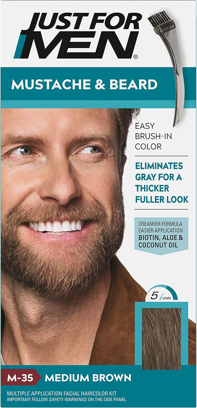 JUST FOR MEN Color Gel Mustache Beard M35 Medium Brown 1 Each Pack of 4