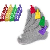 Amazing Sock Clip Sock Holder, Made in U.S.A. Laundry Time Saver, Washer-Dryer Safe, Rainbow Color Assorted 32 Clips, (8 Each of 4 Colors)