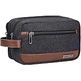 WITZMAN Canvas Toiletry Bag for Men Hanging Dopp Kit Organizer Water-resistant Travel Toiletries bag Men Bathroom Bag with Wet Pocket(A8001 Classics Black)