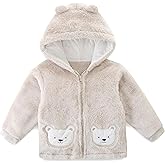 JingleBaBa Unisex Baby Fleece Jacket Winter Sherpa Lined Hoodie For Girls Boys Cute Bear Ear Baby Outerwear 12M-5T