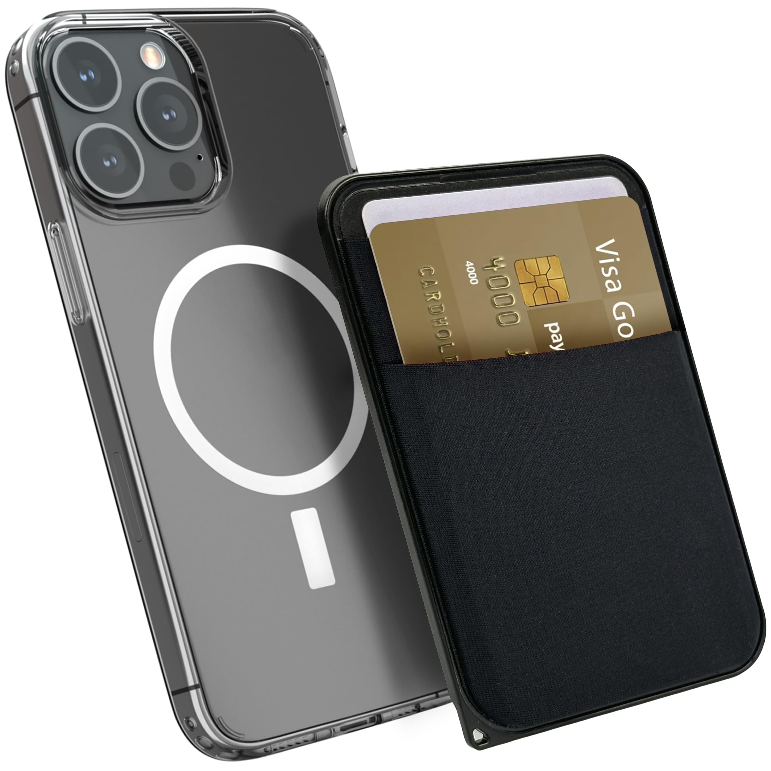 MyGadget Magnetic Magsafe Wallet - Double Card Holder - Compatible with Apple iPhone 15 | 14 | 13 | 12 Series - Black