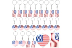 KIGELI 40 Pack American Flag Keychains 4th of July Party Favors for Adults USA Flag Heart Souvenir Keychain Accessories Patriotic Key Chain Flag American Flag Gifts for Veterans Day Independence, 2 Styles