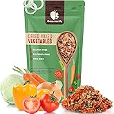 Gourmanity Dehydrated Mixed Vegetables for Ramen Toppings and Soup, 1lb | Dried veggie blend: onion, carrot, celery, tomato, bell pepper, cabbage. No chopping needed. For ramen, soups, stews. Non-GMO