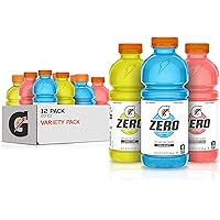 Gatorade Zero Sugar Thirst Quencher, Cool Blue Variety Pack, 20 Fl Oz (Pack of 12)