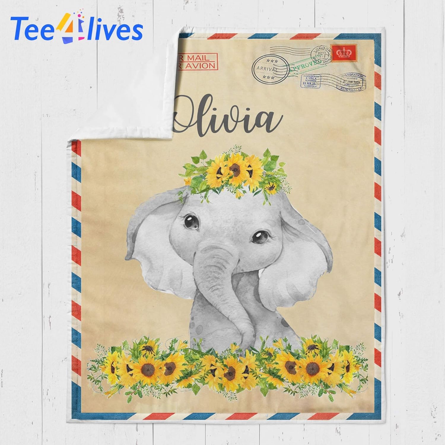 custom elephant baby blanket