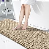 Yimobra Bathroom Runner Rug 70x24 Inch - Extra Long Non Slip Chenille Bath Mat, Soft & Absorbent, Machine Washable Shaggy Hallway Carpet for Vanity Tub Shower, Camel Home Decor Accessories