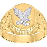 Jewels By Lux 10kt Two-Tone Gold Mens Eagle Signet Ring