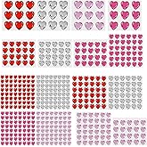 516PCS Heart Rhinestones Stickers, Acrylic Heart Gems Stickers, Self Adhesive Flat-Back Crystal Sticker for Makeup Body Eye Nail Hair Rhinestones, Wedding Valentine's Day Decor DIY Craft