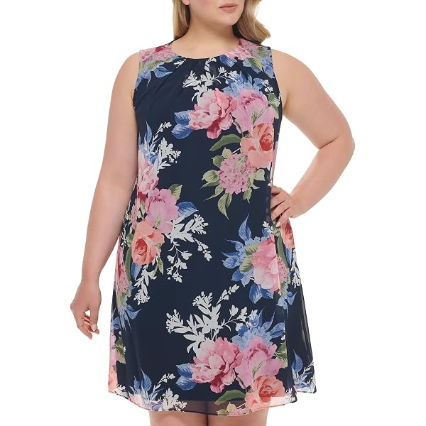 chinese dress ladies Joe Fresh Women's Print Dress S Light Blue at Amazon Women's Clothing store main image 1