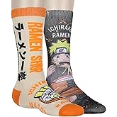 Bioworld Naruto Shippuden Collection Men's Ichiraku Ramen Shop Adult 2-Pack Mid-Calf Crew Socks