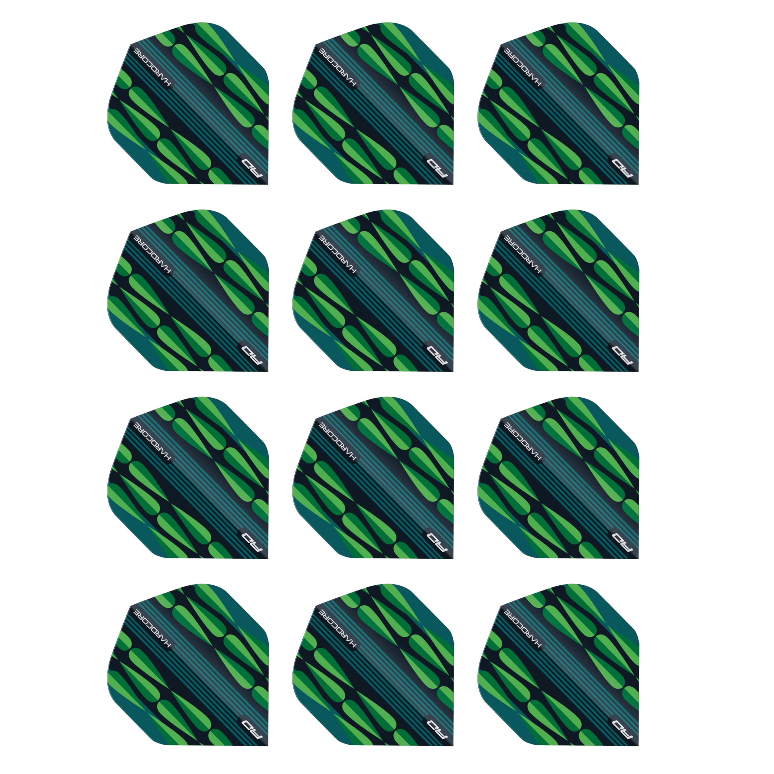 RED DRAGON Hardcore Radical Green Teardrop Dart Flights - 4 Sets Per Pack (12 Dart Flights in total)
